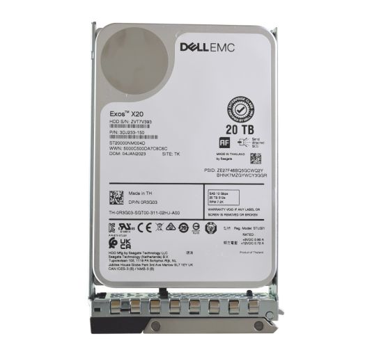 Dell Seagate Exos X20 3.5" 20TB 7.2K 12GBPS 512e SAS HDD - R3G03 ST200000NM004D